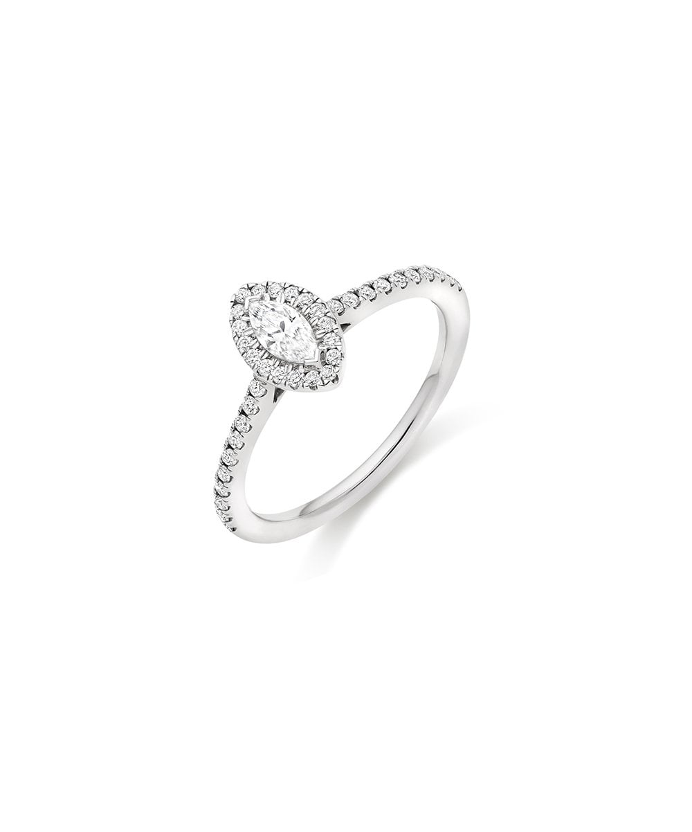 Natural Diamond Halo Engagement Ring - Marquise