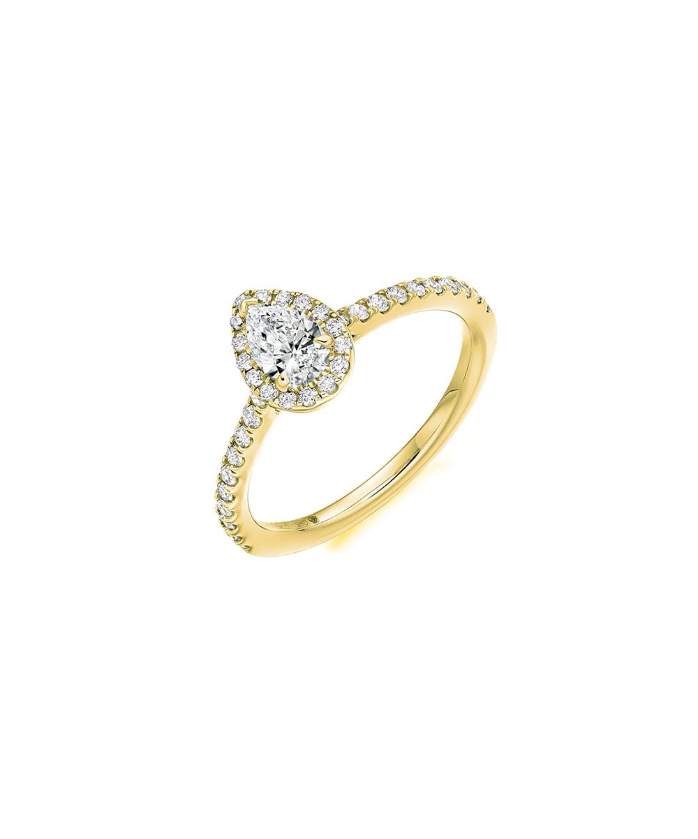Natural Diamond Halo Engagement Ring - Pear