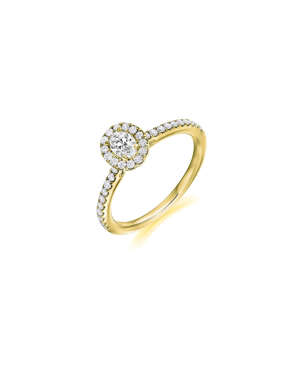 Natural Diamond Halo Engagement Ring - Oval