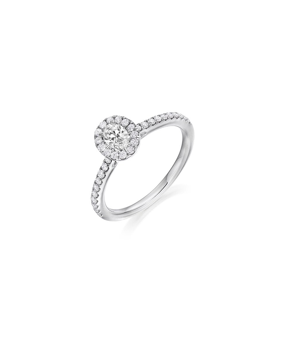 Natural Diamond Halo Engagement Ring - Oval