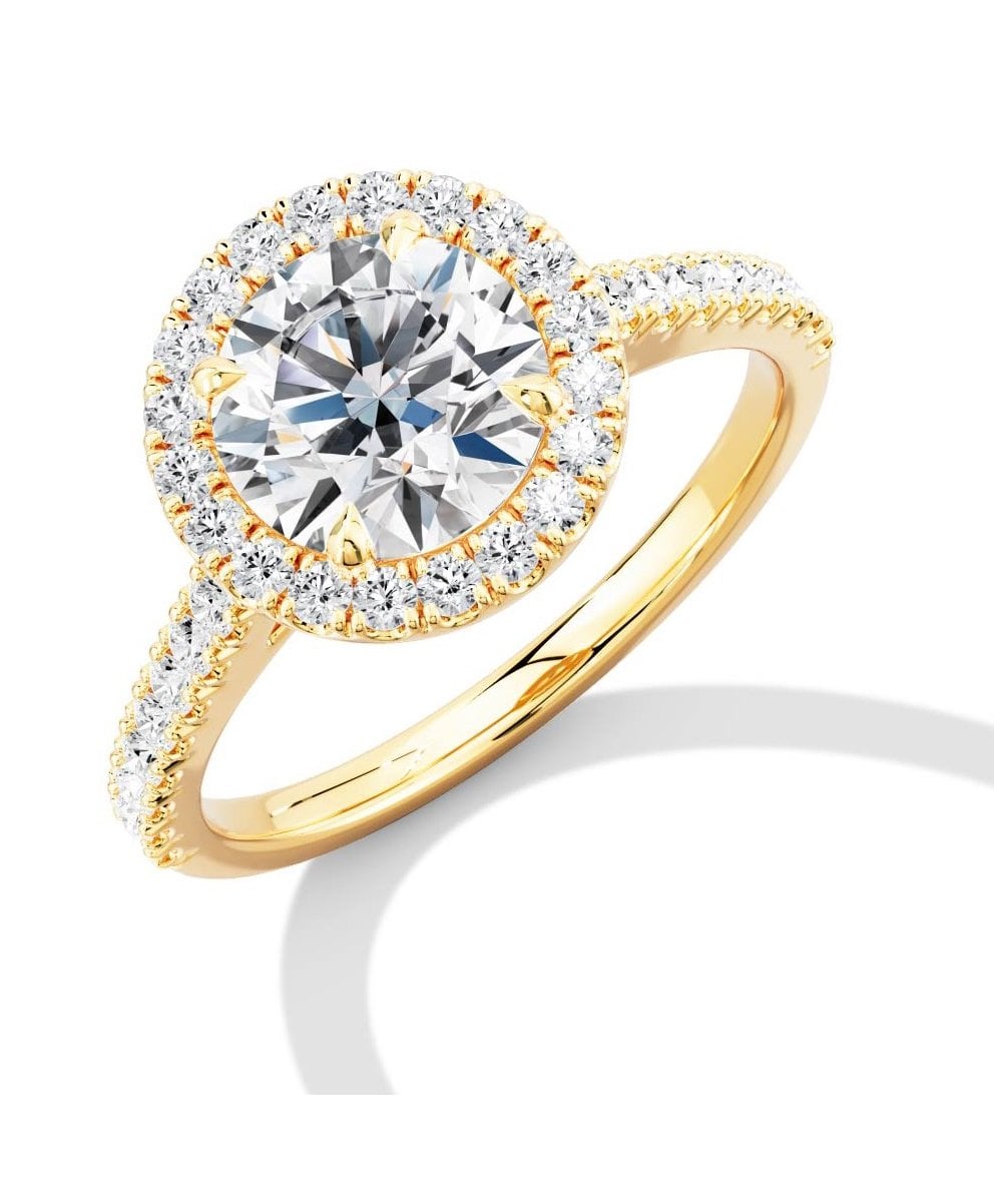 Natural Diamond Halo Engagement Ring - Round