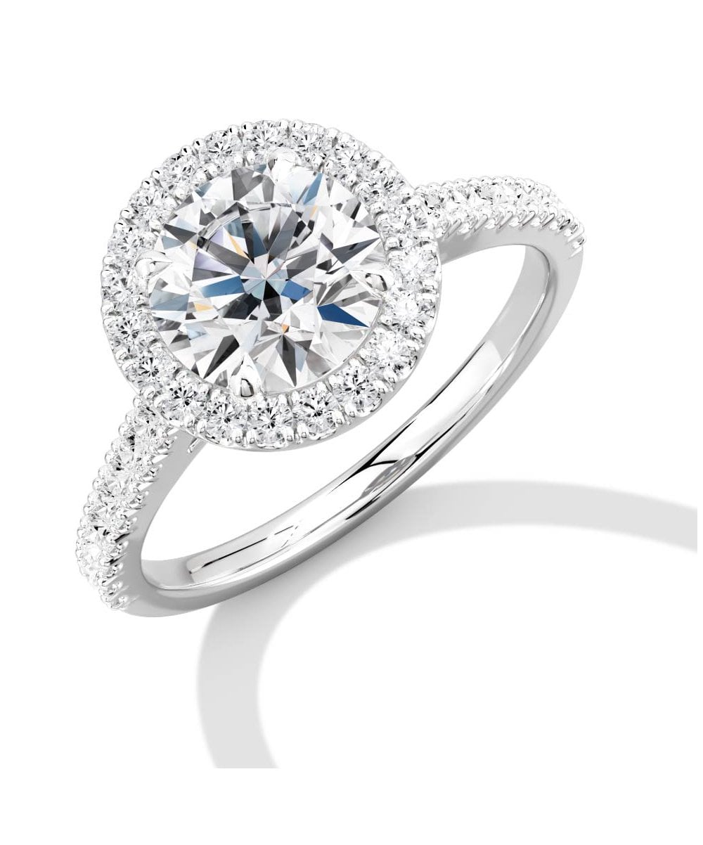 Natural Diamond Halo Engagement Ring - Round