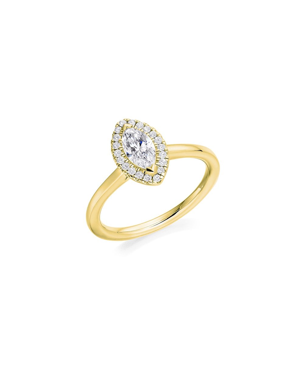 Natural Diamond Halo Engagement Ring - Marquise