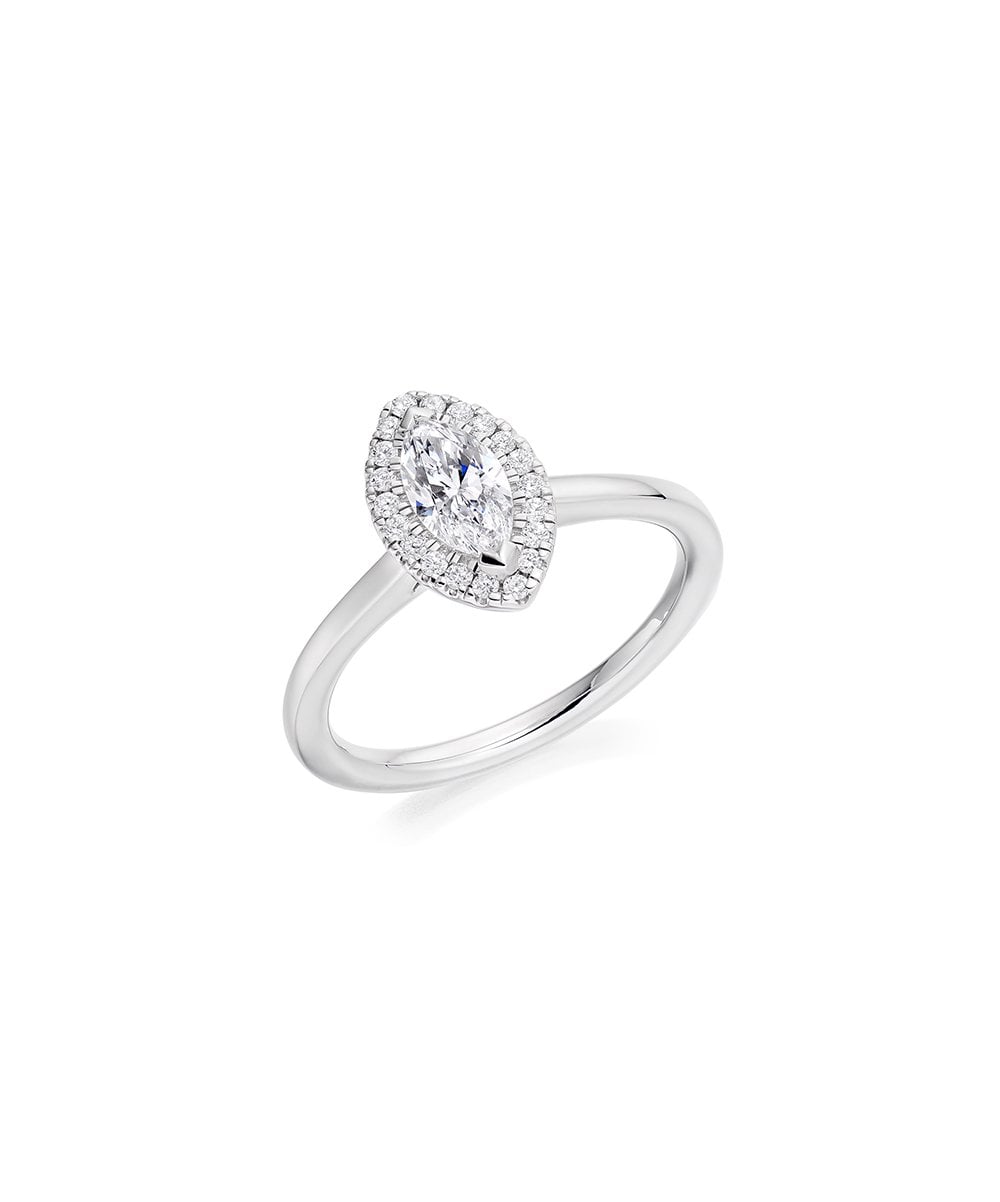 Natural Diamond Halo Engagement Ring - Marquise