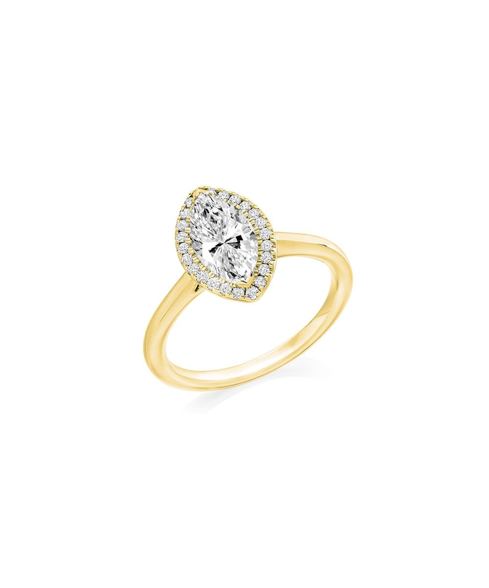Natural Diamond Halo Engagement Ring - Marquise
