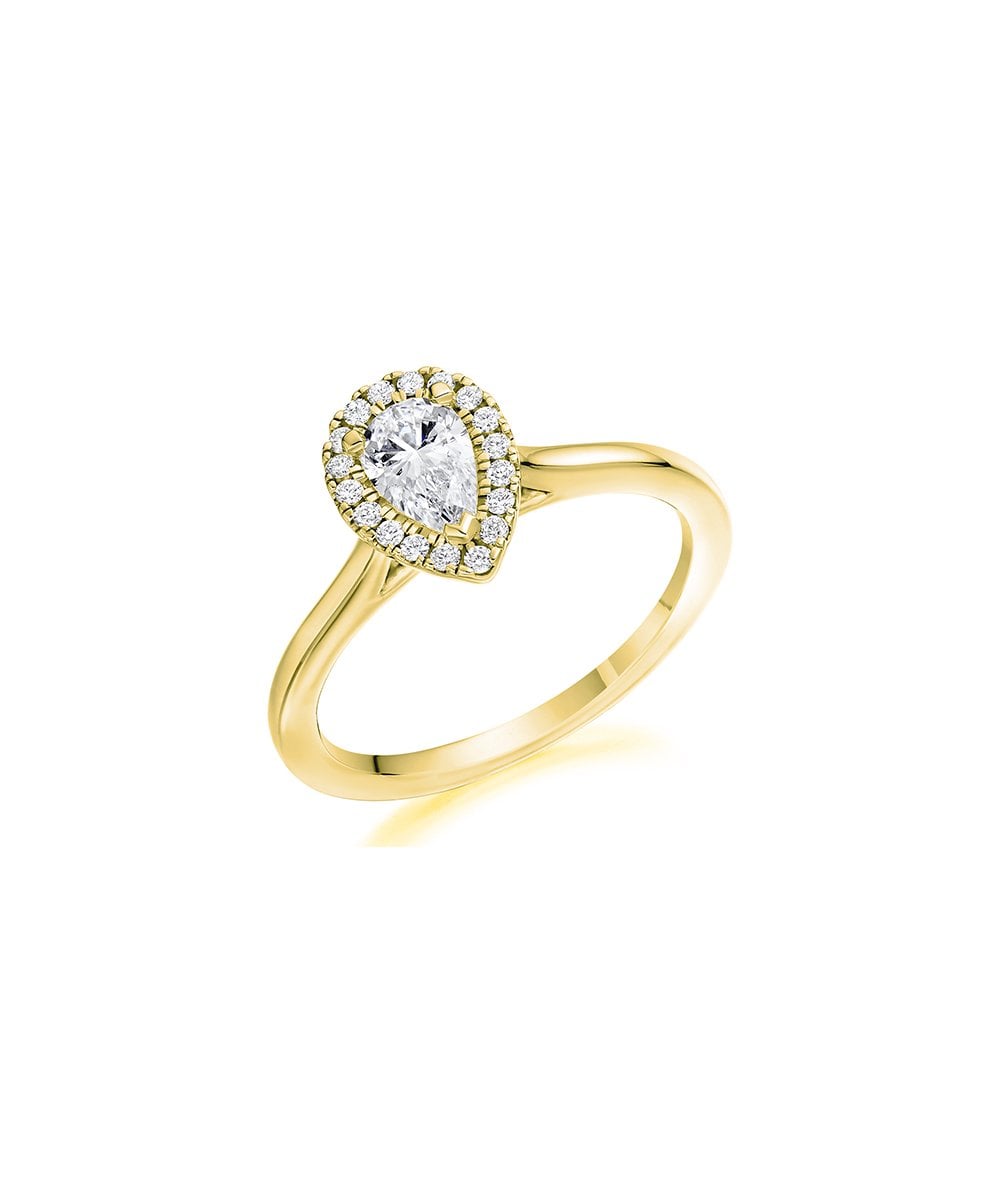 Natural Diamond Halo Engagement Ring - Pear