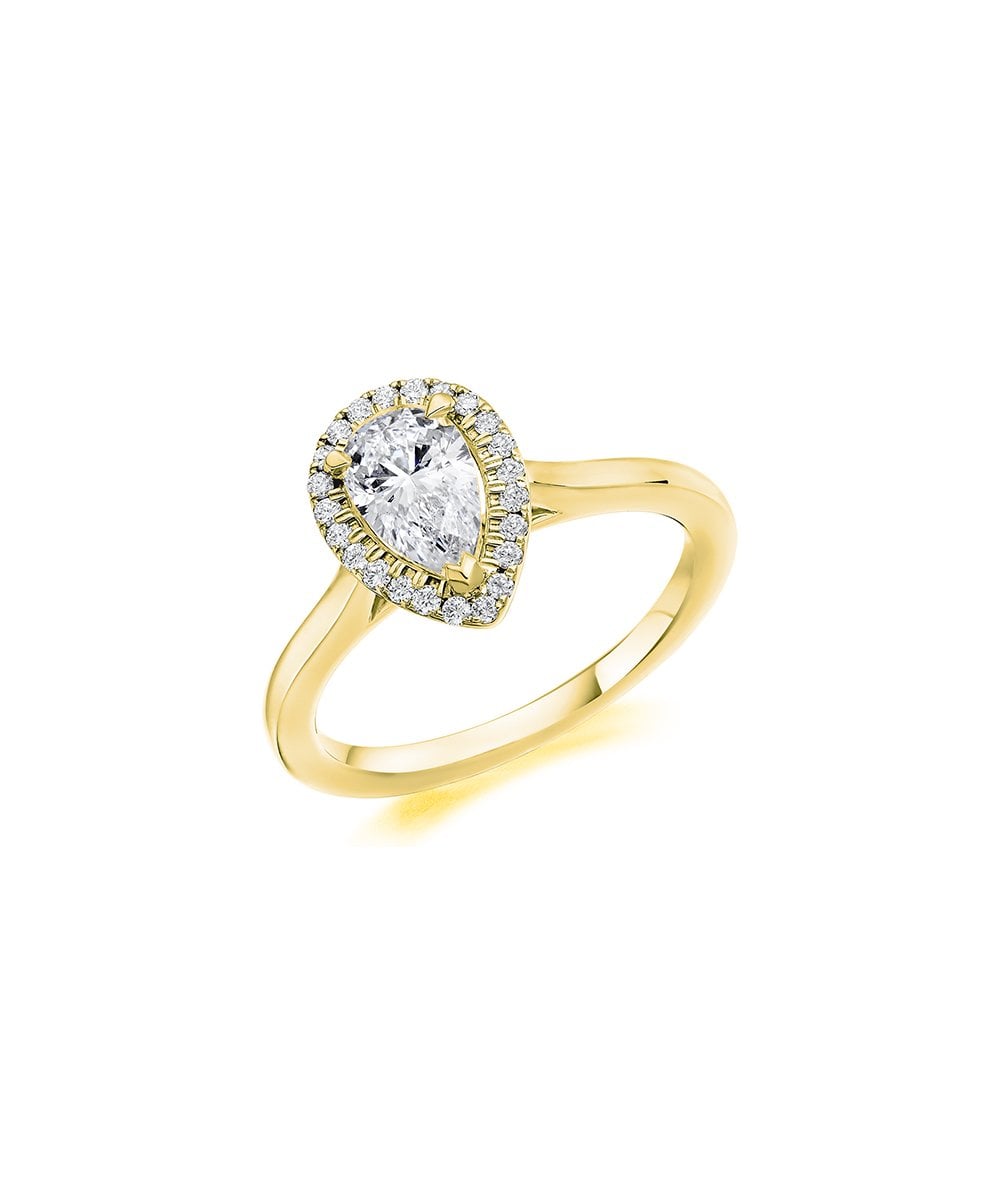Natural Diamond Halo Engagement Ring - Pear
