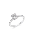 Natural Diamond Halo Engagement Ring - Emerald Cut
