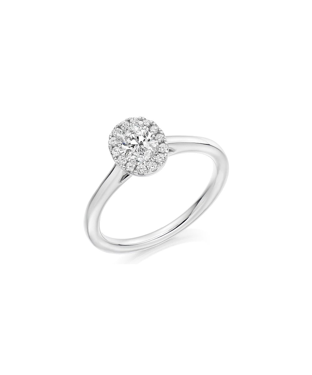 Natural Diamond Halo Engagement Ring - Oval