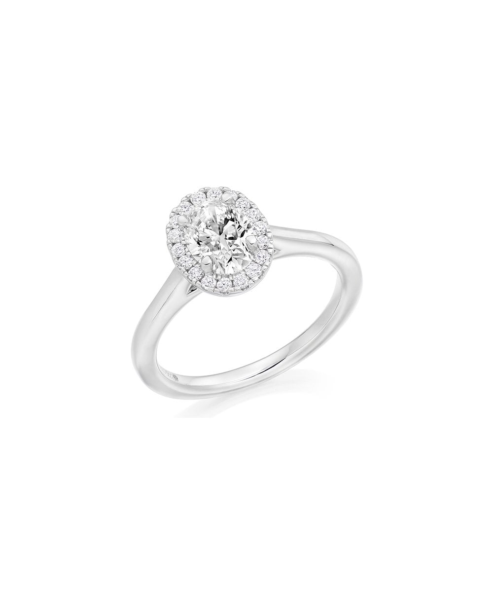 Natural Diamond Halo Engagement Ring - Oval