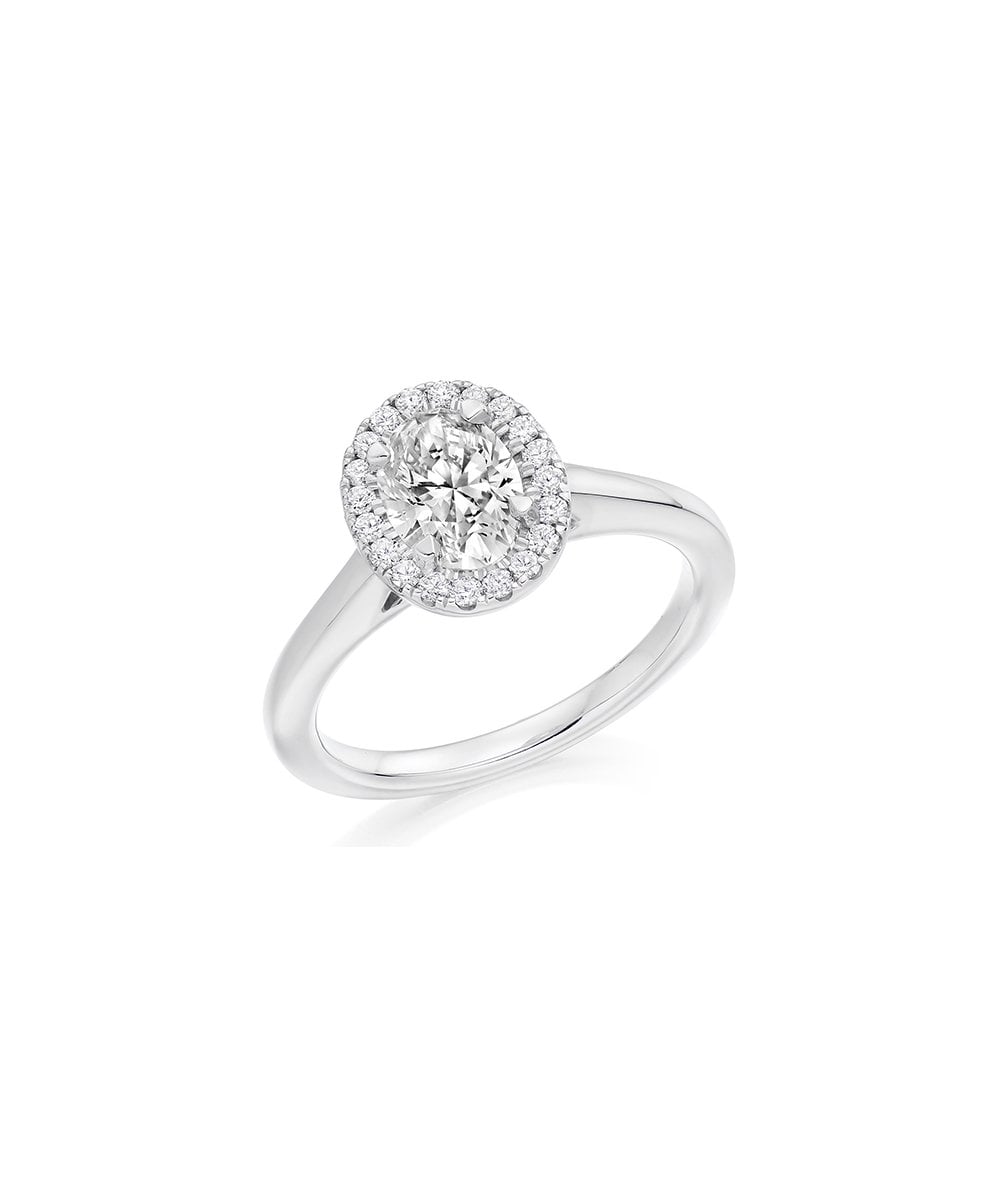 Natural Diamond Halo Engagement Ring - Oval