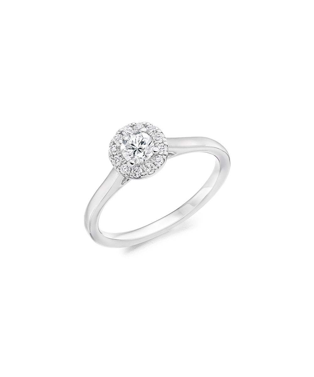 Natural Diamond Halo Engagement Ring - Round