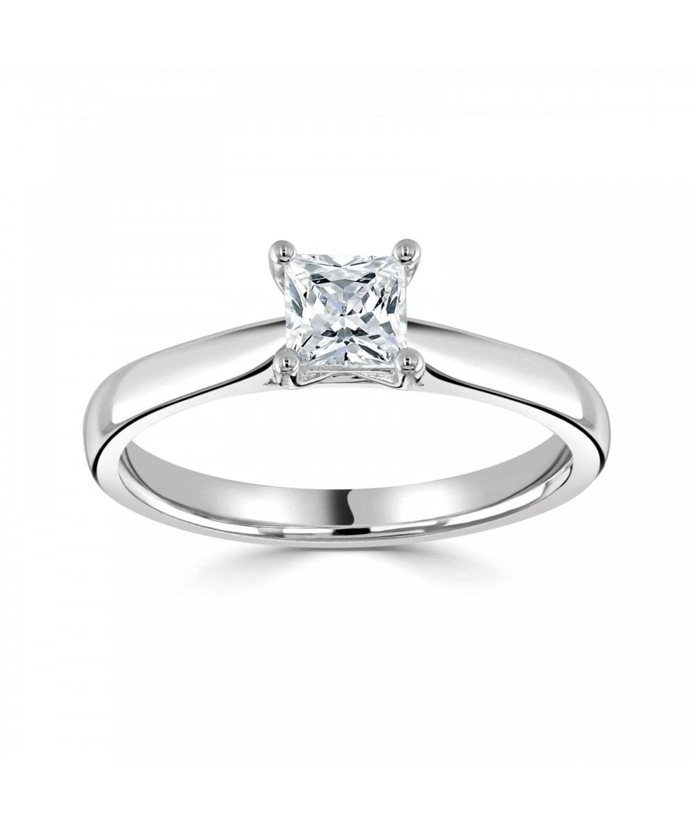 Natural Diamond Solitaire Engagement Ring - Princess Cut