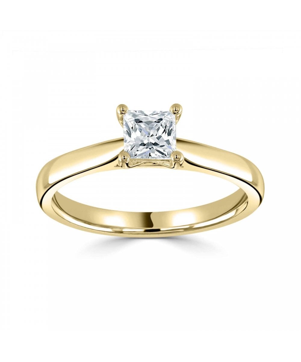 Natural Diamond Solitaire Engagement Ring - Princess Cut