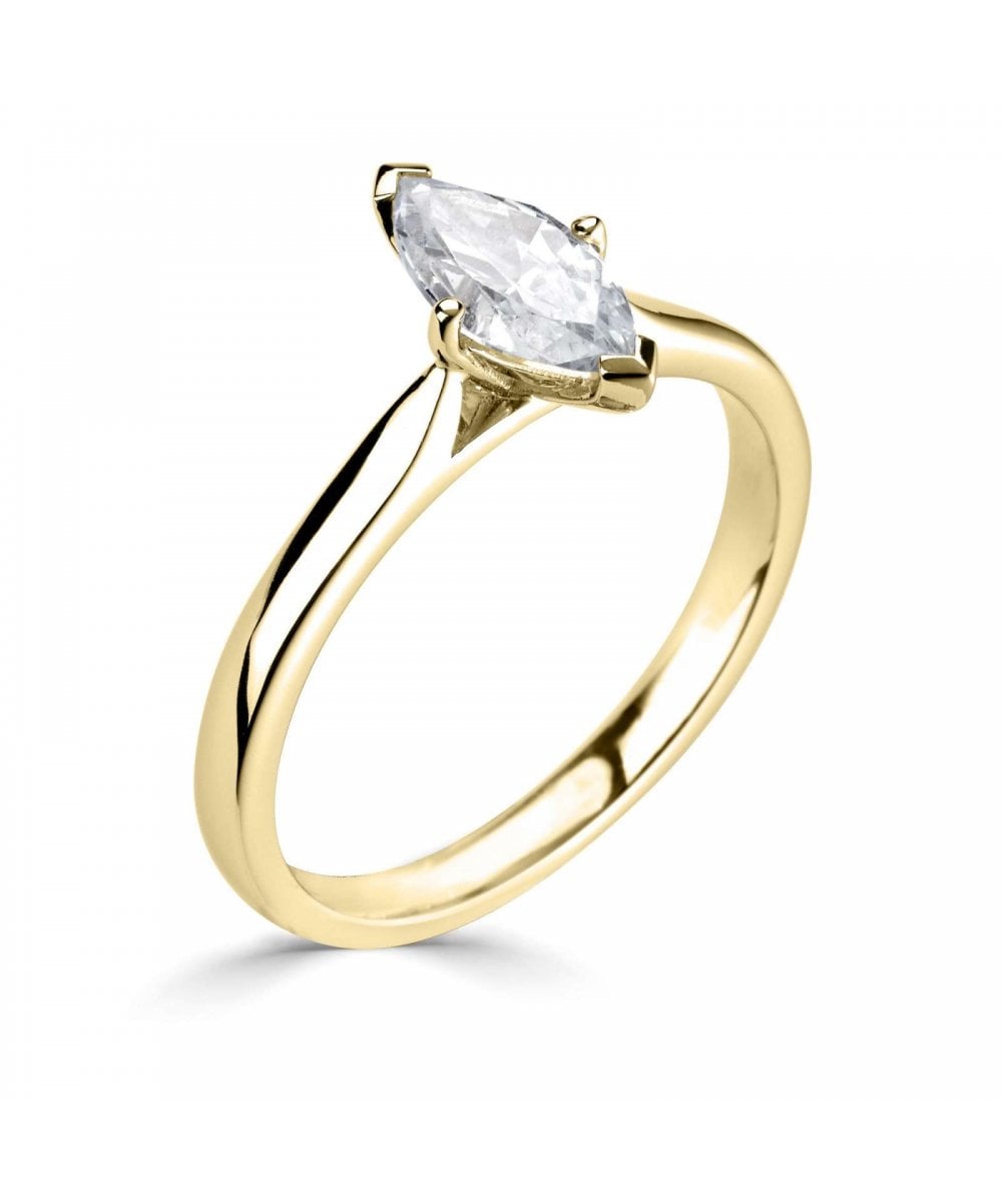 Natural Diamond Solitaire Engagement Ring - Marquise