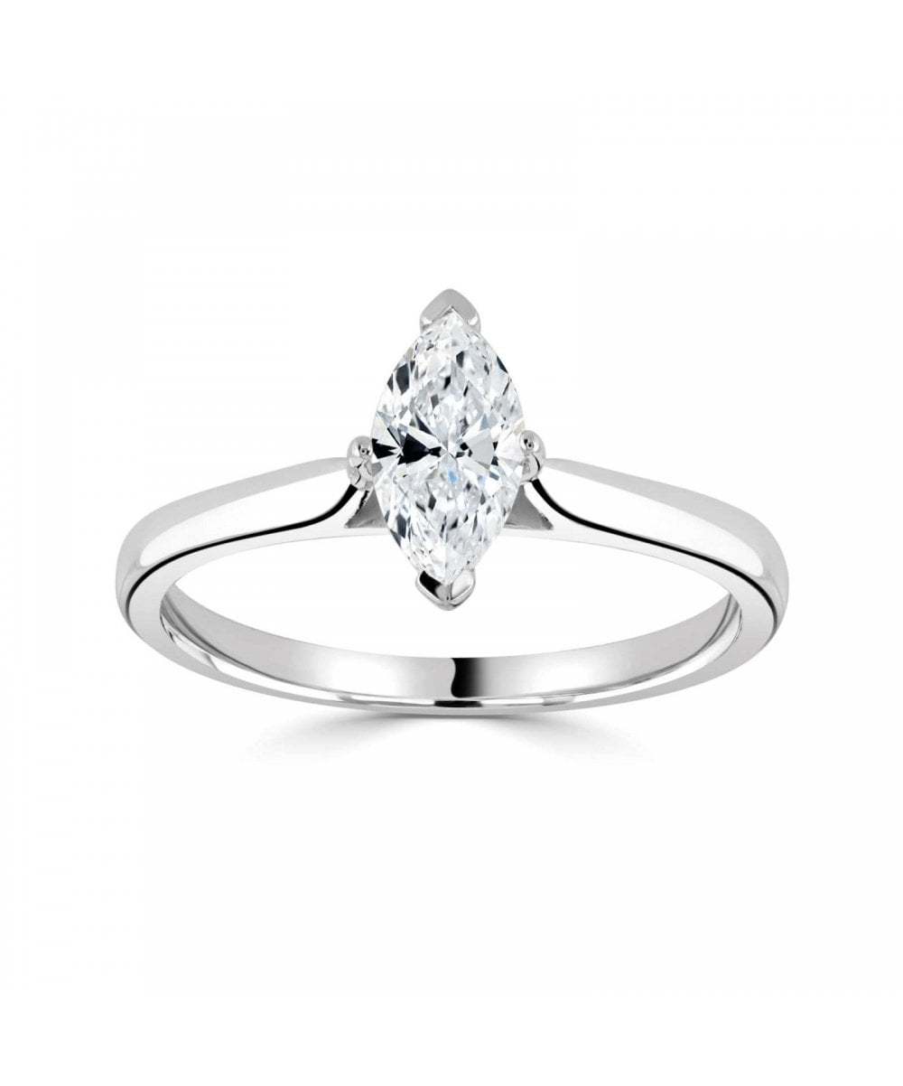 Natural Diamond Solitaire Engagement Ring - Marquise