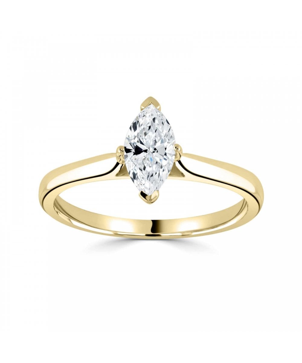 Natural Diamond Solitaire Engagement Ring - Marquise
