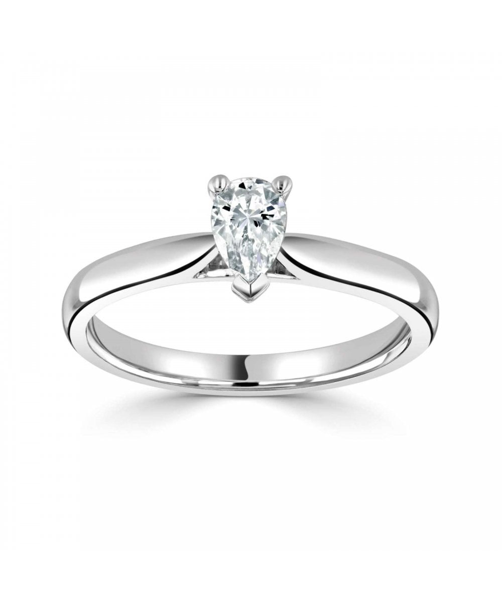 Natural Diamond Solitaire Engagement Ring - Pear