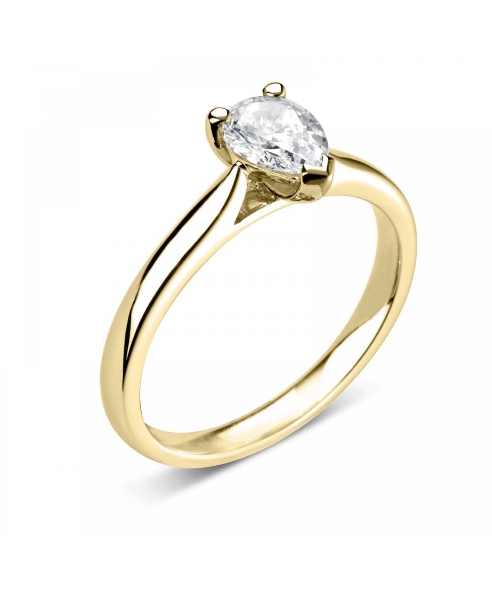Natural Diamond Solitaire Engagement Ring - Pear