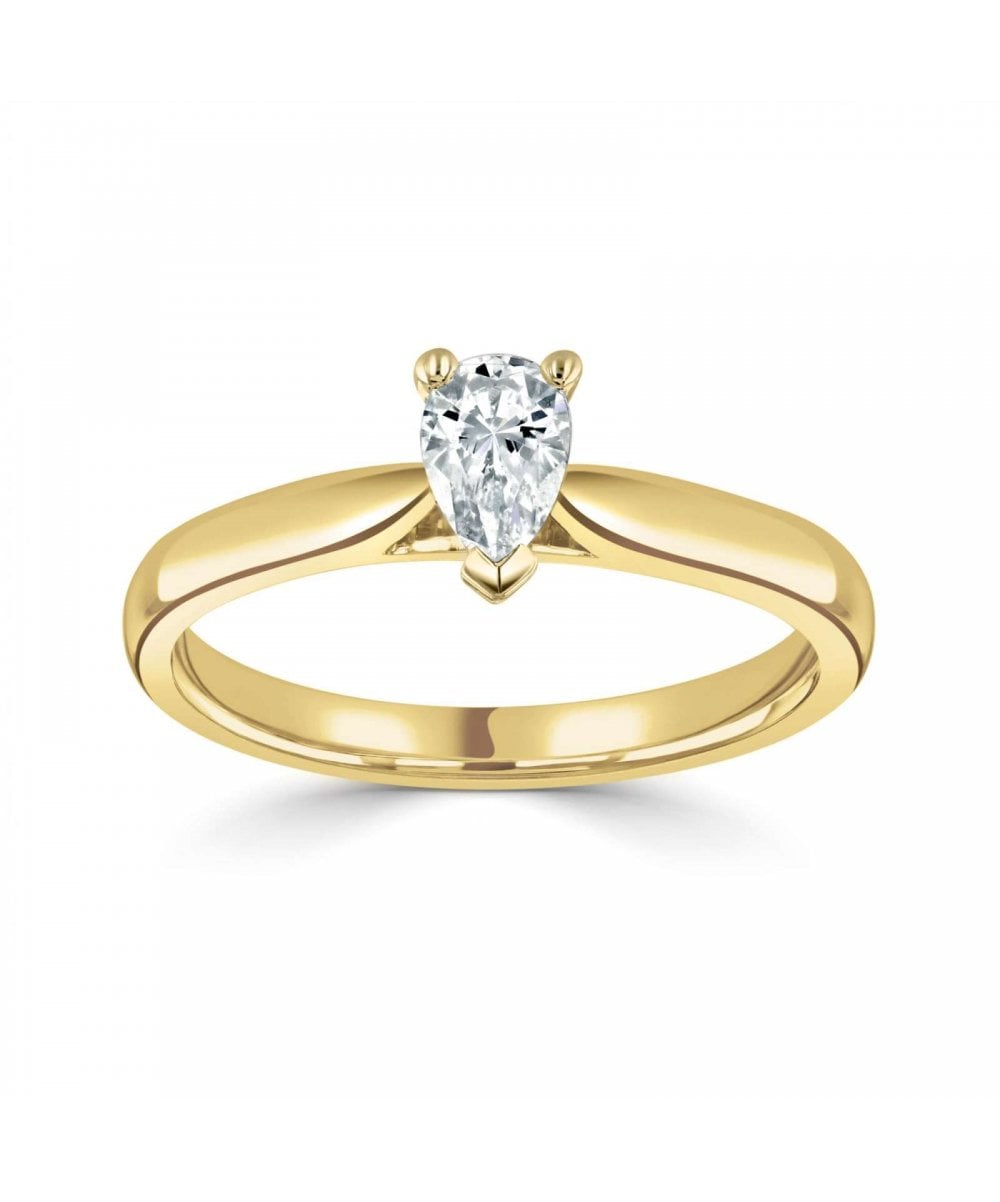 Natural Diamond Solitaire Engagement Ring - Pear