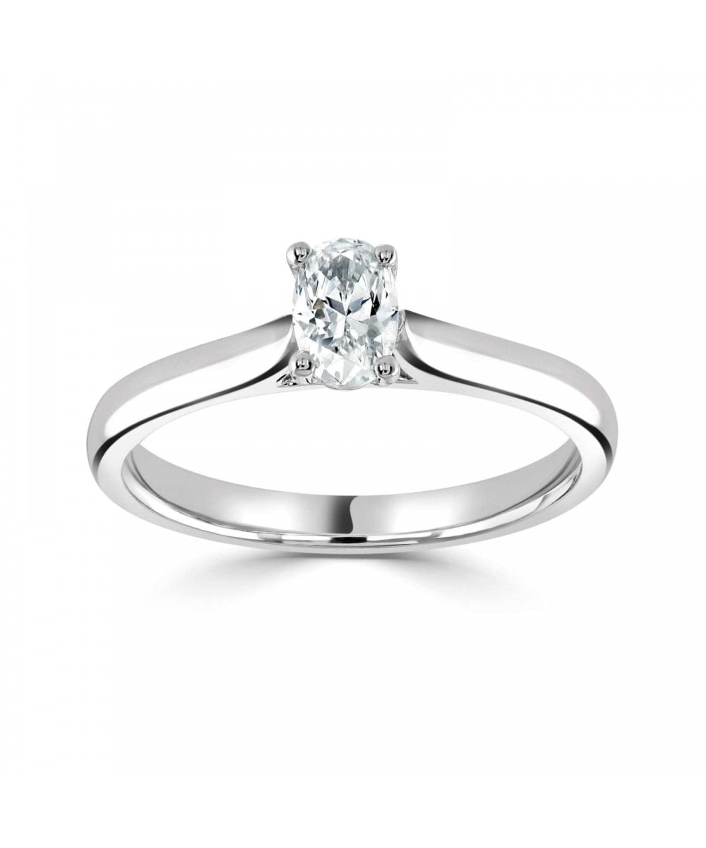 Natural Diamond Solitaire Engagement Ring - Oval