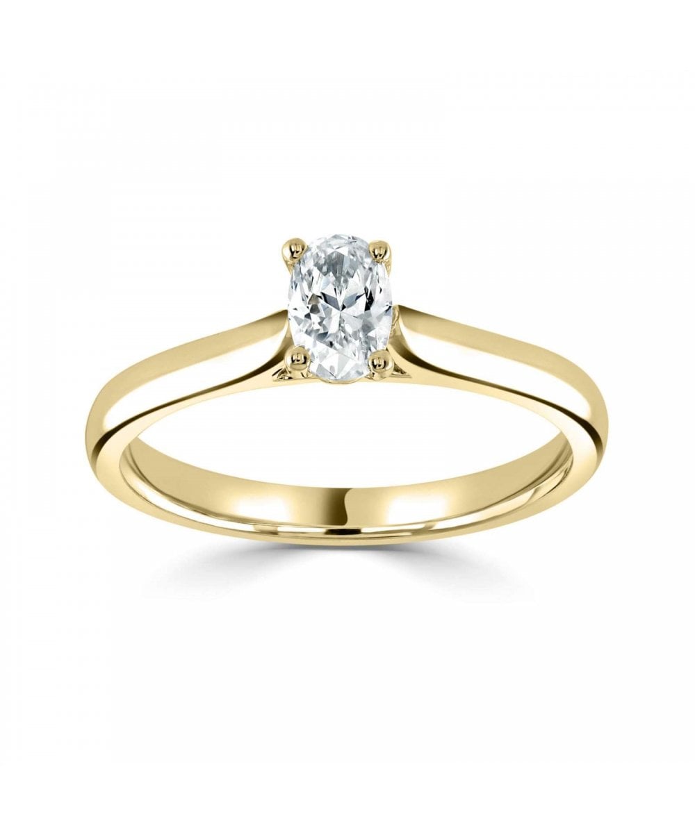Natural Diamond Solitaire Engagement Ring - Oval