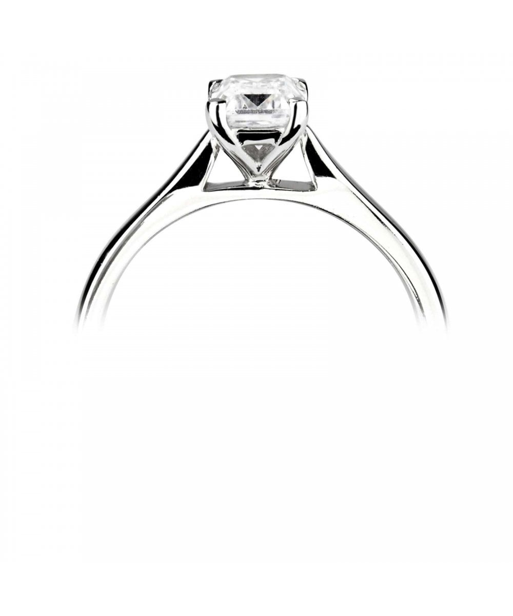 Natural Diamond Solitaire Engagement Ring - Emerald Cut