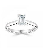 Natural Diamond Solitaire Engagement Ring - Emerald Cut