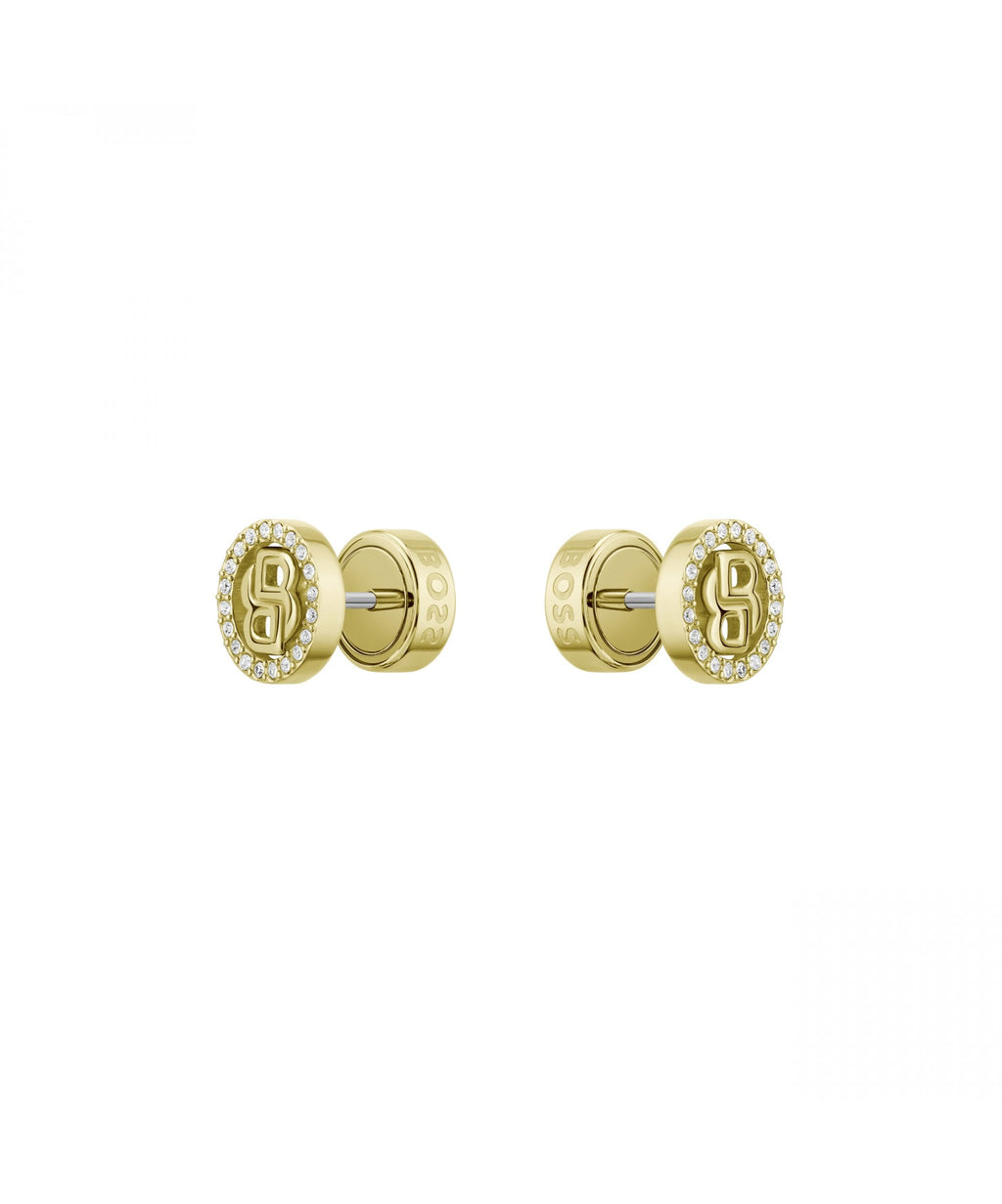 BOSS Double B Divine Ladies Gold Tone Stud Earrings