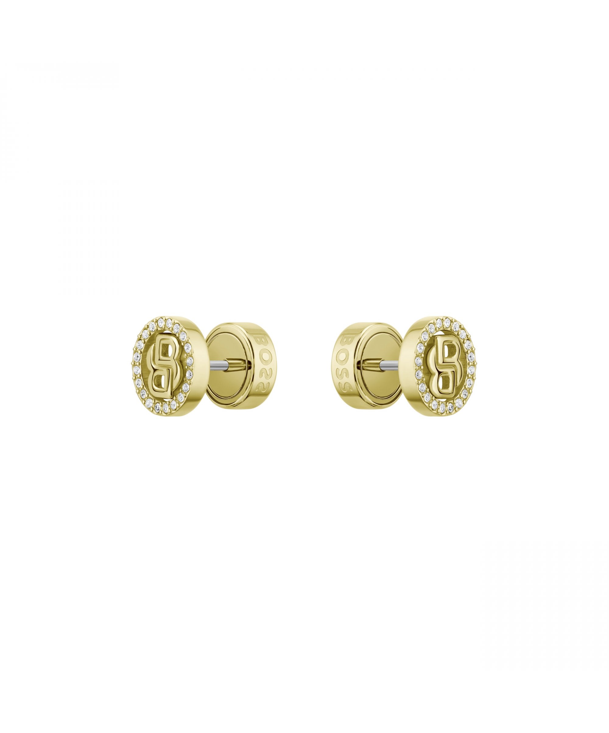 BOSS Double B Divine Ladies Gold Tone Stud Earrings
