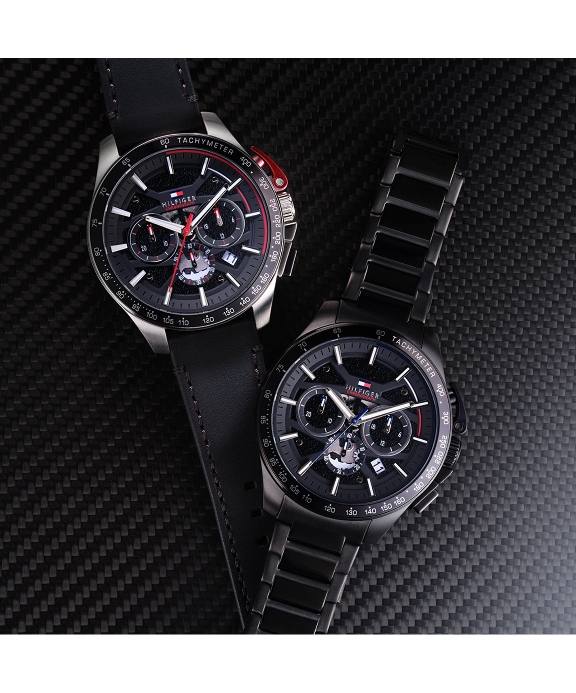 Tommy Hilfiger Bank Black Leather Strap Gents Watch