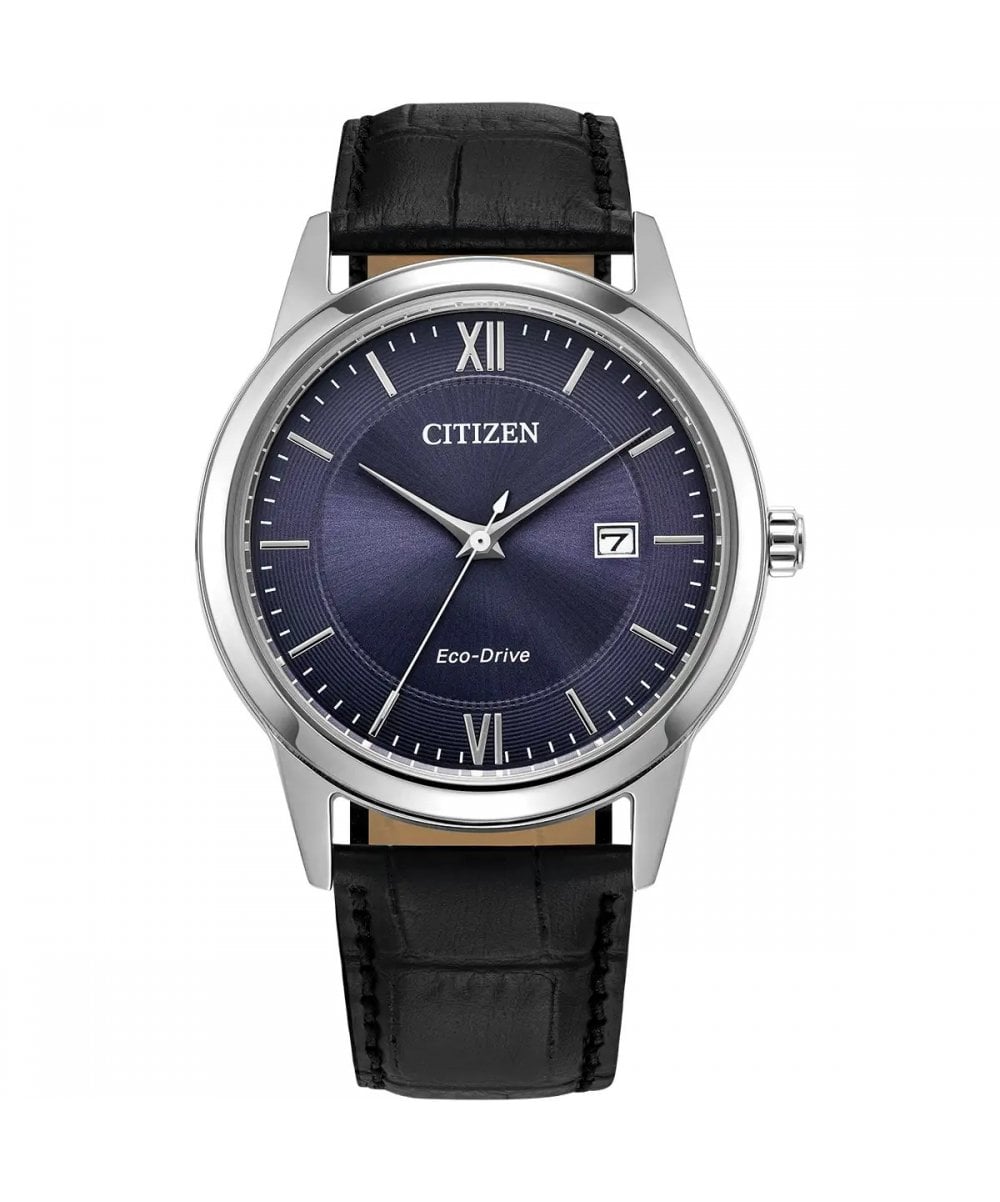 Citizen Eco-Drive Gents Black Leather Strap Watch