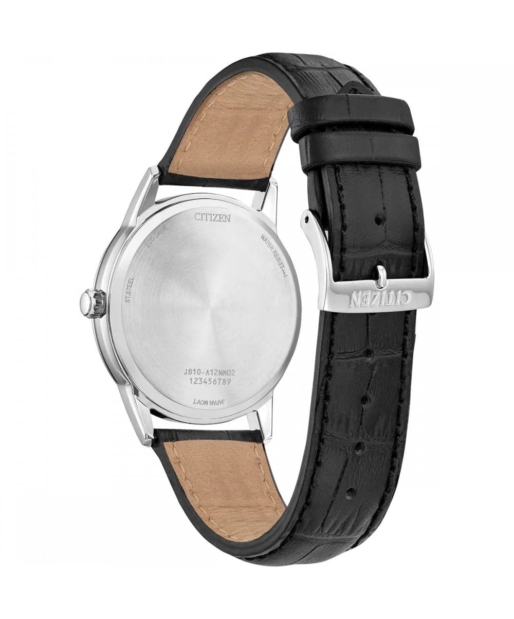 Citizen Eco-Drive Gents Black Leather Strap Watch