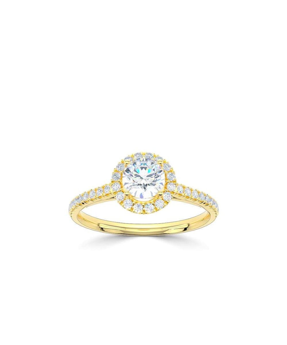 18ct Yellow Gold 0.74ct Lab Grown Diamond Halo Ring