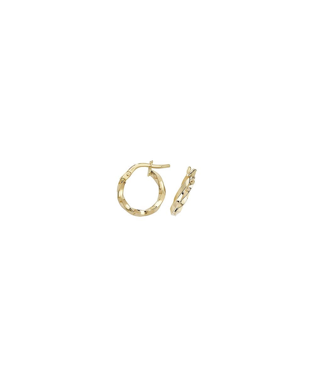 9ct Yellow Gold 10mm Twisted Hoop Earrings
