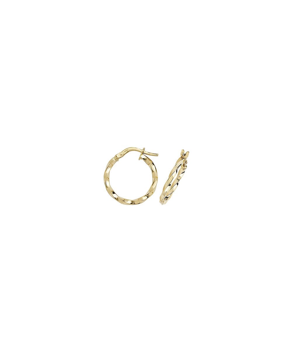 9ct Yellow Gold 15mm Twisted Hoop Earrings