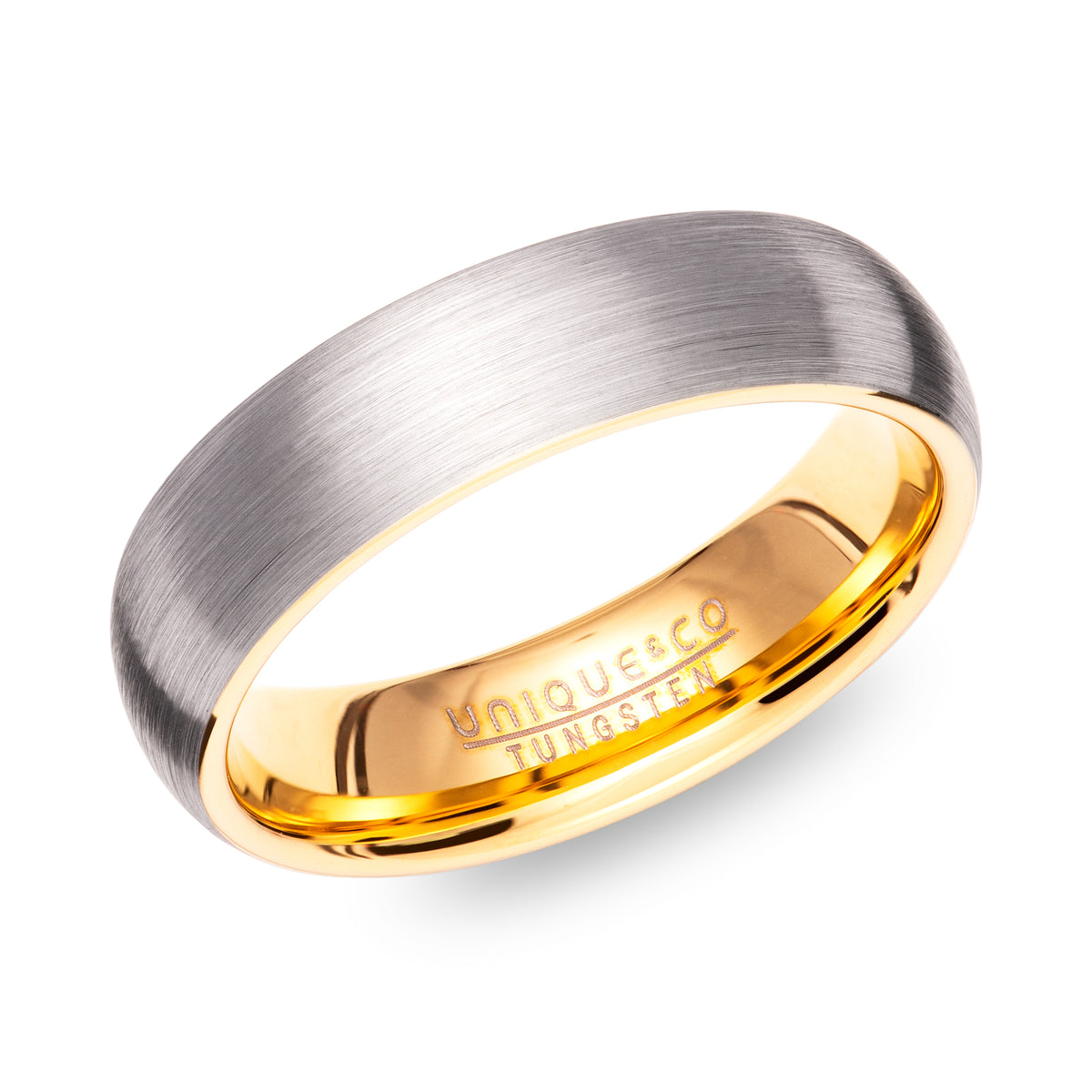 Tungsten 6mm Court Ring with Gold Finish Inner - TUR-143