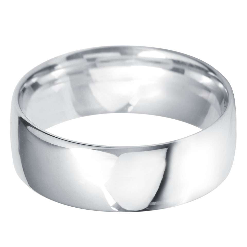 9ct White 7mm Court Wedding Ring