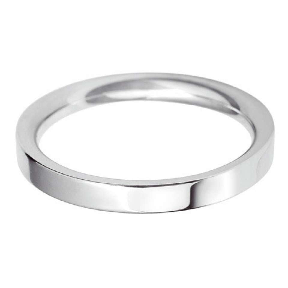 18ct White 2.5mm Flat Court Wedding Ring