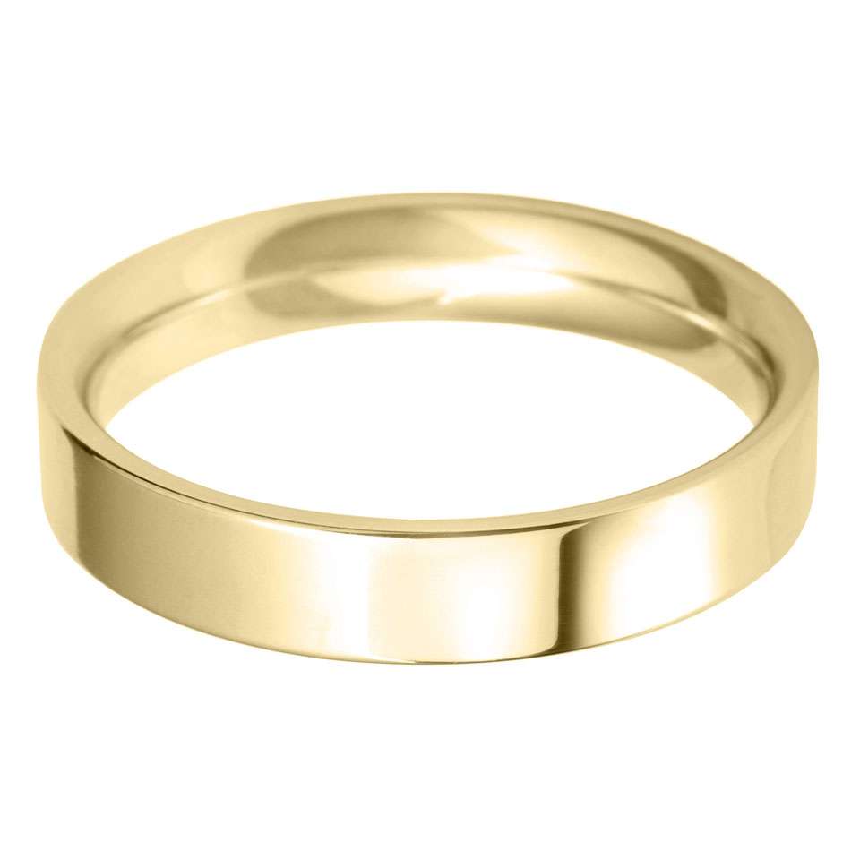 9ct Yellow 4mm Flat Court Wedding Ring