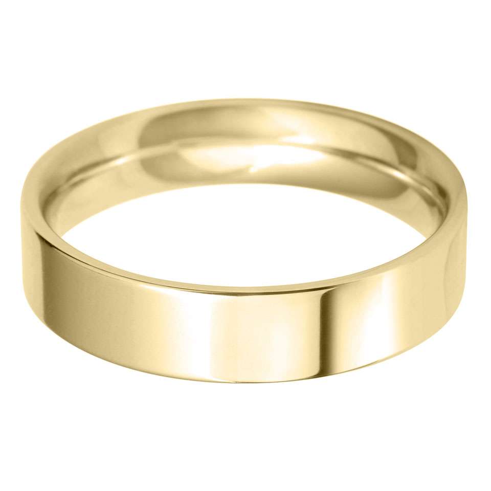 18ct Yellow 5mm Flat Court Wedding Ring