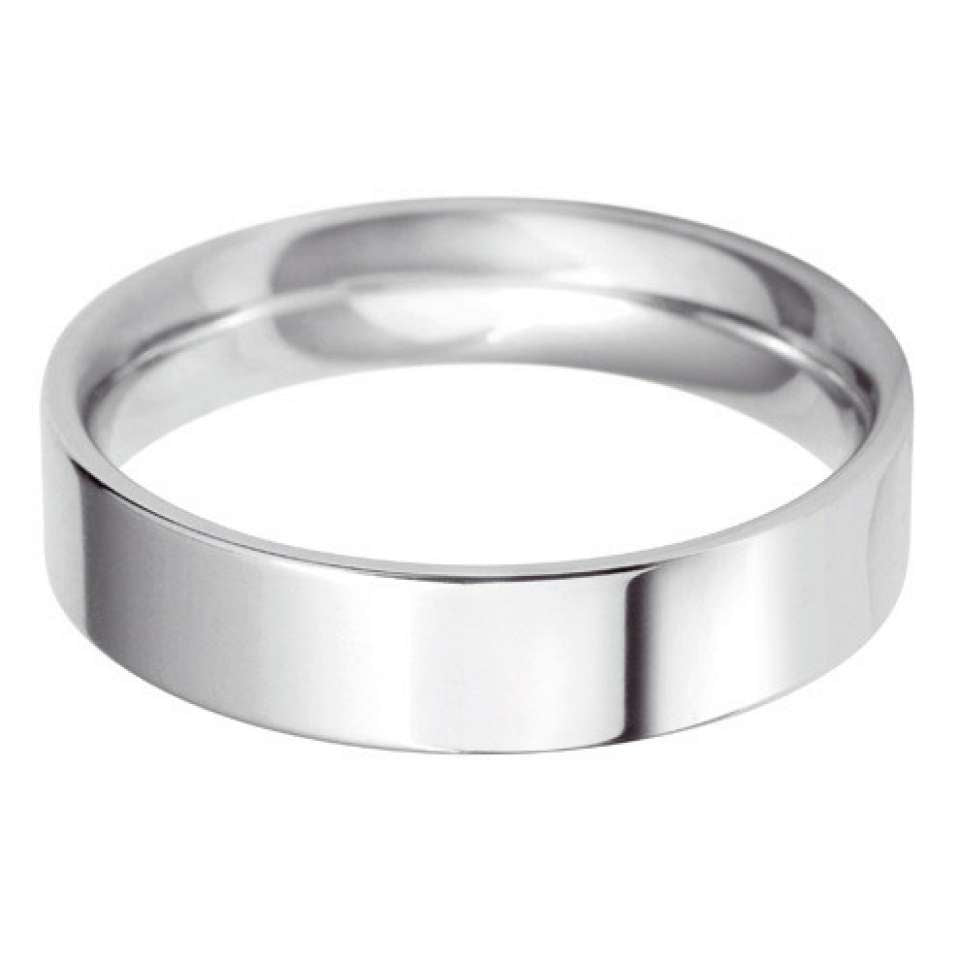 18ct White 5mm Flat Court Wedding Ring