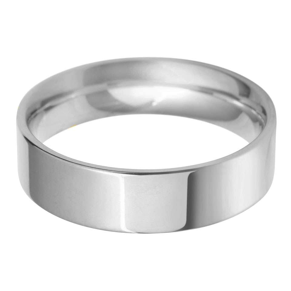 18ct White 6mm Flat Court Wedding Ring