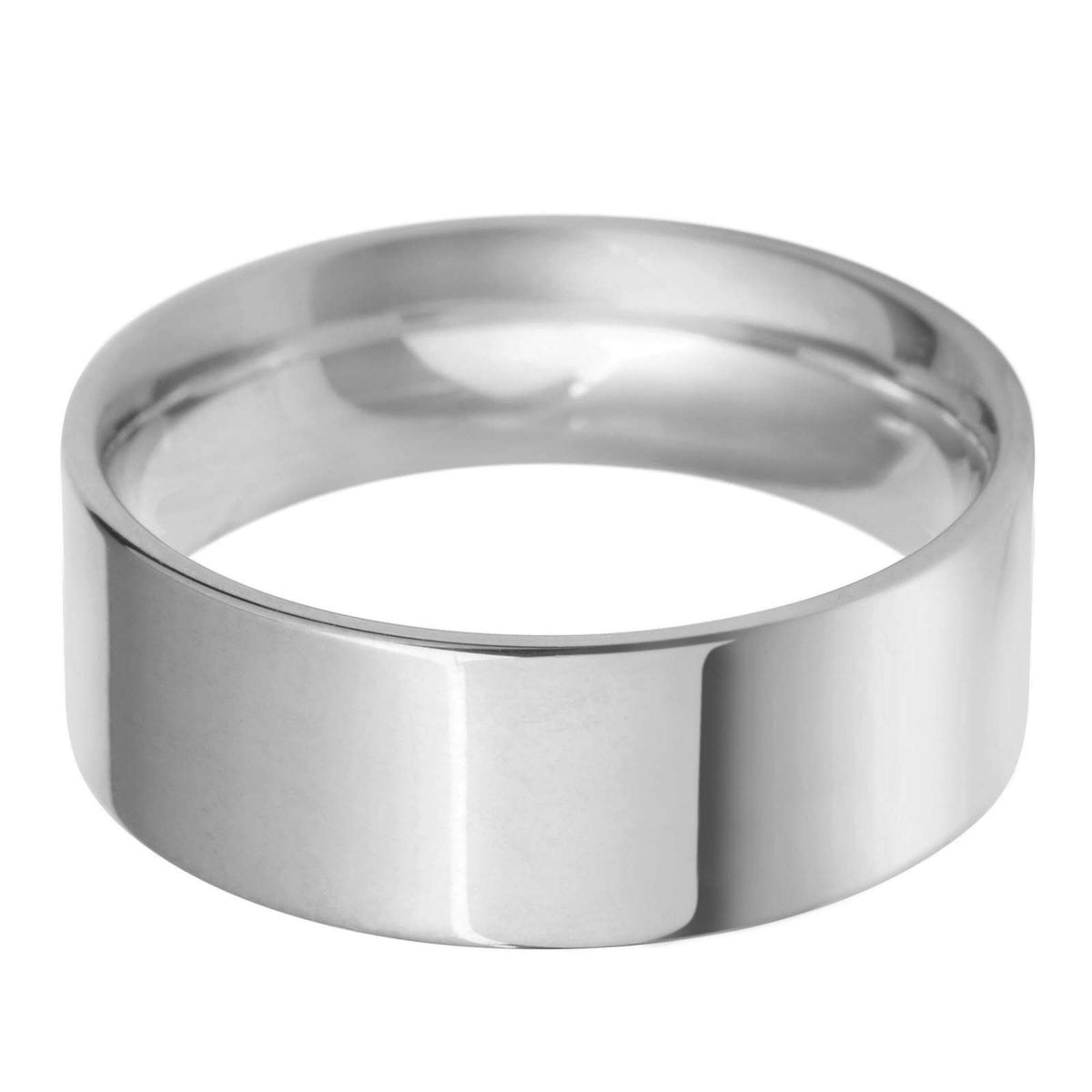 9ct White 8mm Flat Court Wedding Ring