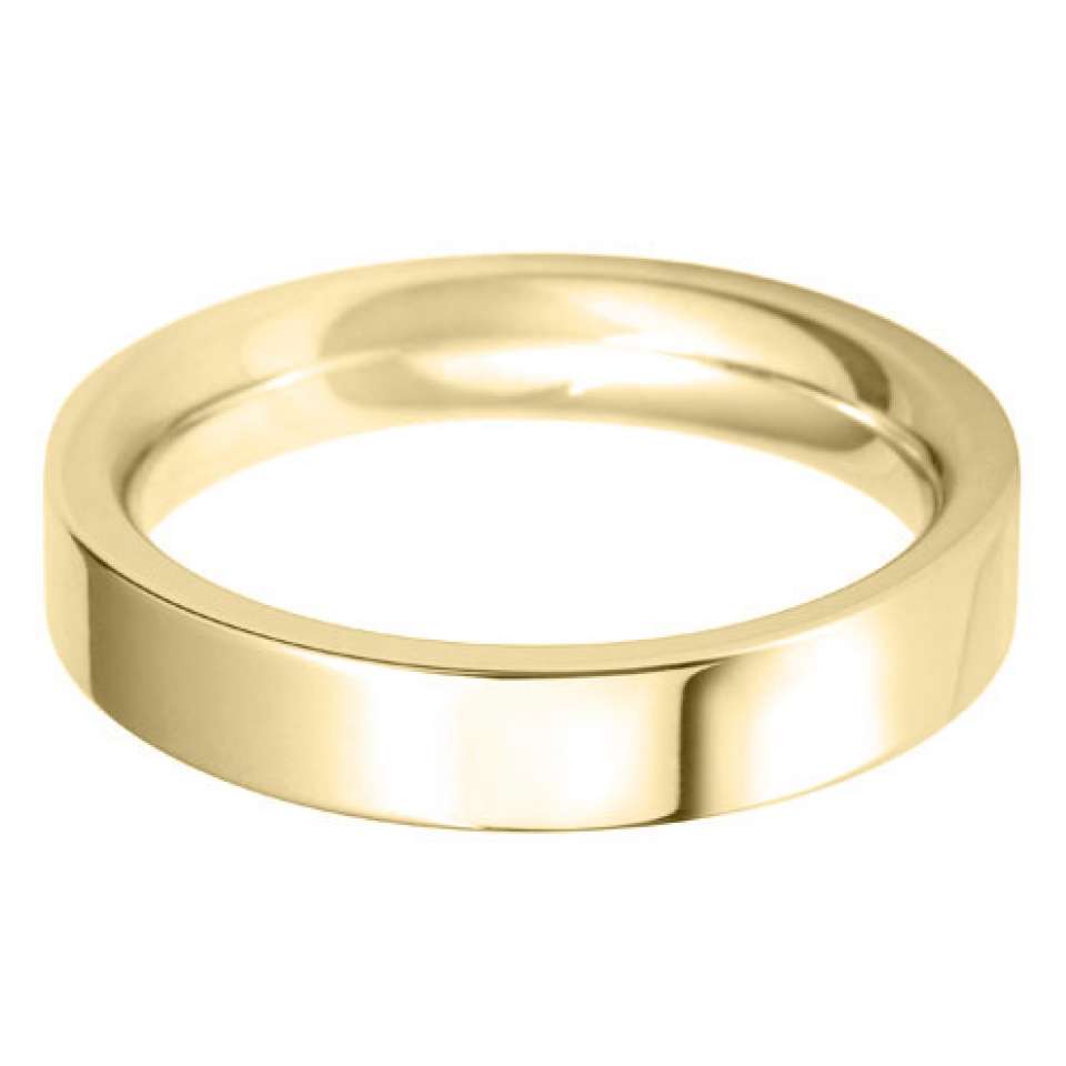 18ct Yellow 4mm Flat Court Wedding Ring