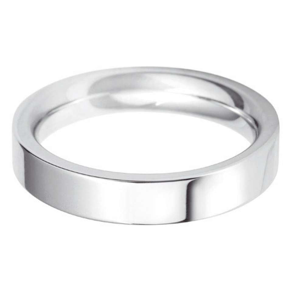 18ct White 4mm Flat Court Wedding Ring