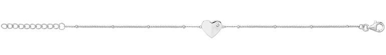Silver Beaded Heart Bracelet