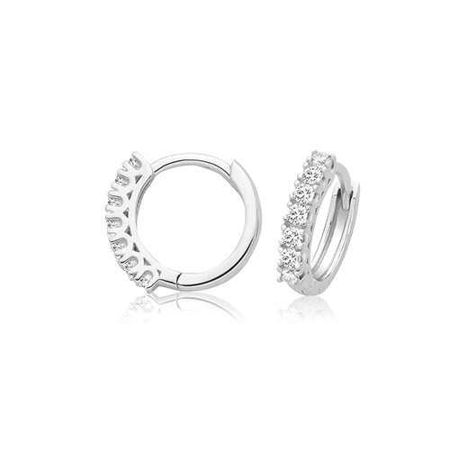 Silver CZ Hinged Earrings