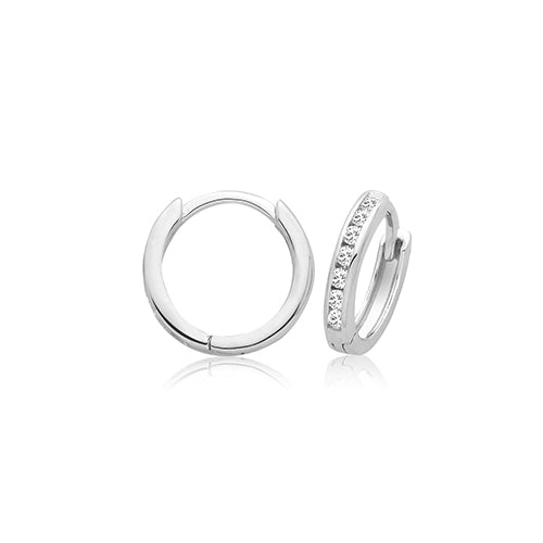 Silver CZ Hinged Earrings