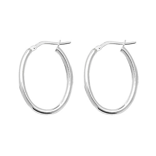 Silver Oval Hoop Earrings